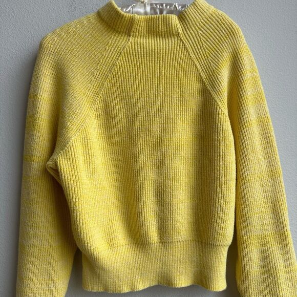 Free People Too Good Yellow Ribbed Relaxed Casual Mock Neck Sweater Size XS - Picture 3 of 6